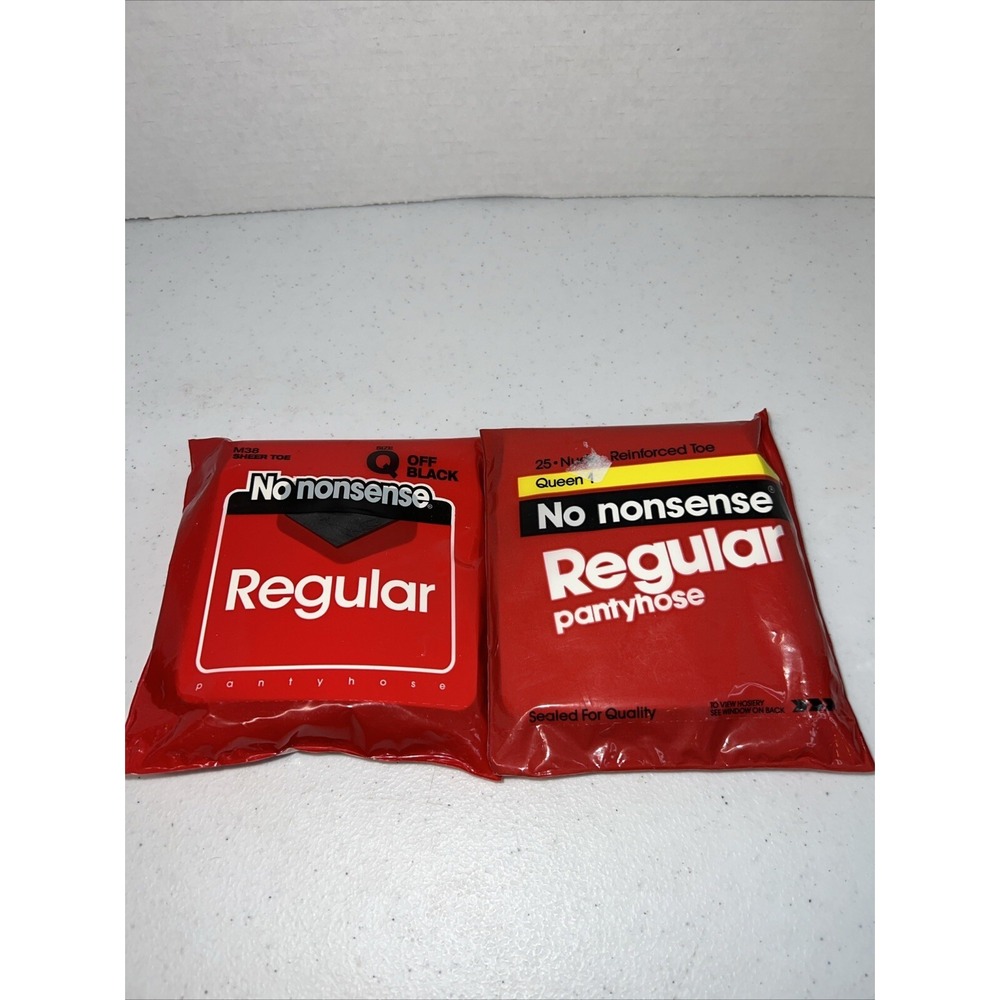 No Nonsense Regular‎ Pantyhose Queen Nylon Nude & Off Black Size Q Lot Of 2 NIP